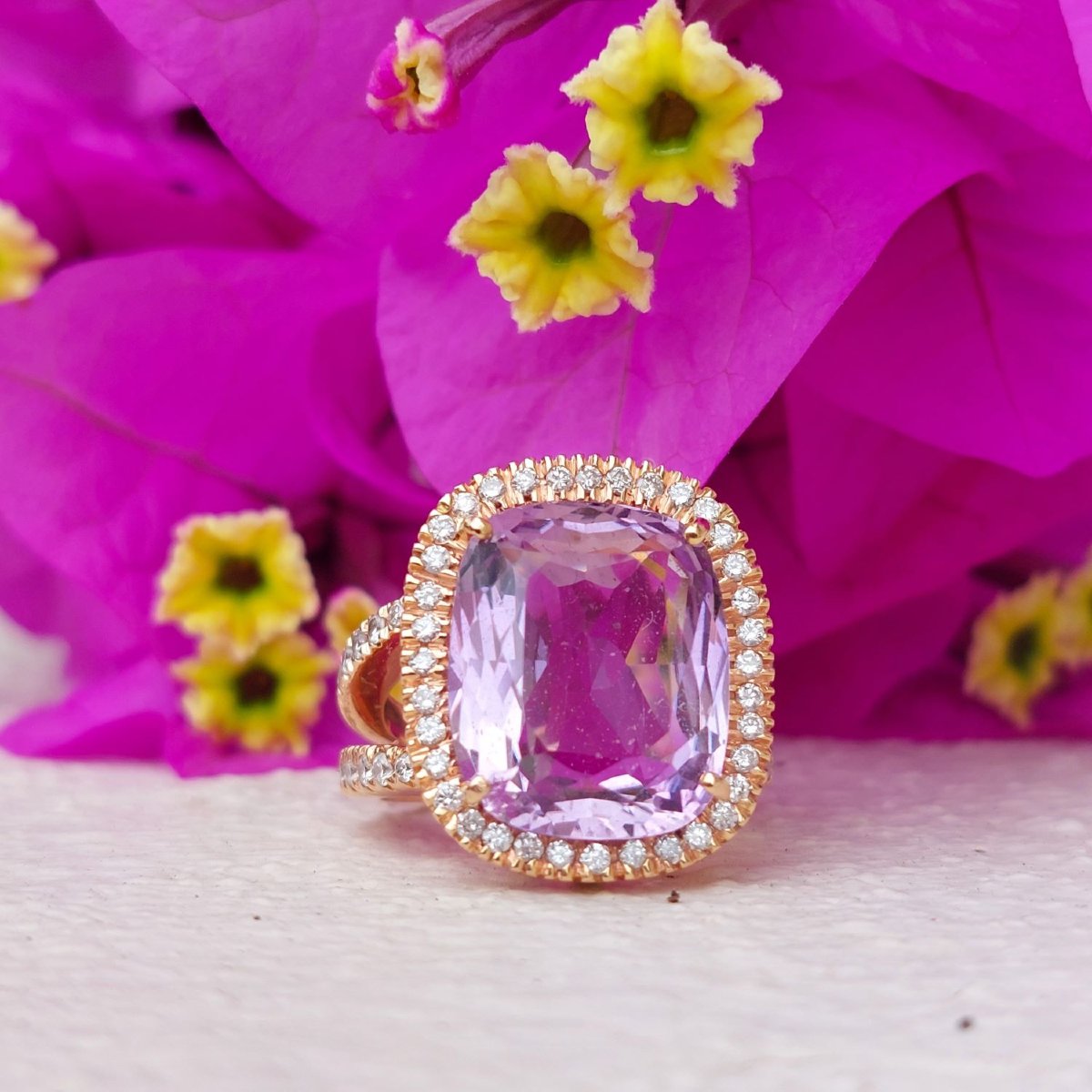 Bague améthyste "Lilas", diamants et or rose 18k-photo-3