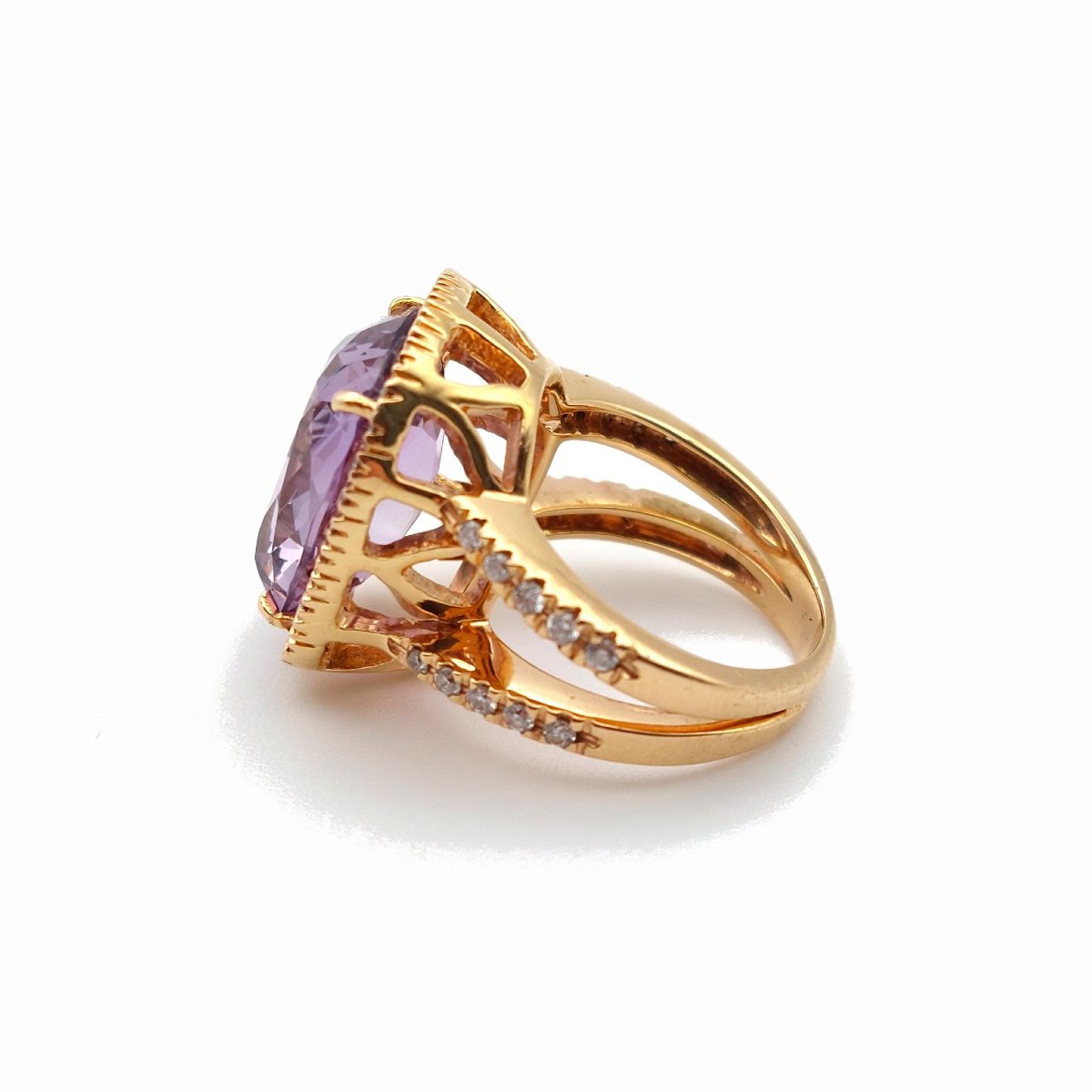Bague améthyste "Lilas", diamants et or rose 18k-photo-1