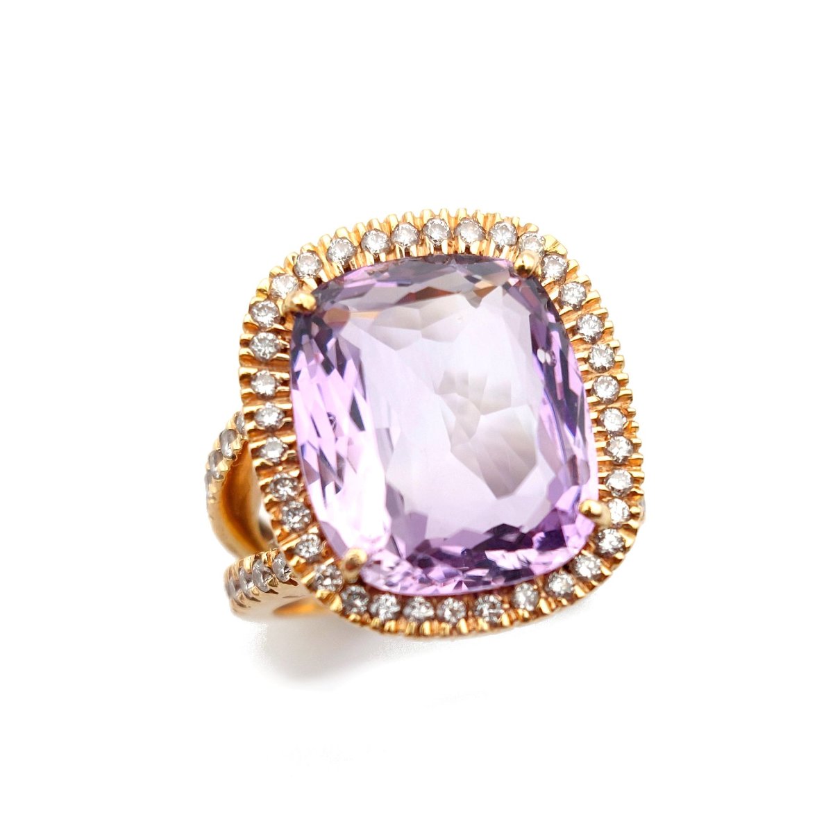 Bague améthyste "Lilas", diamants et or rose 18k-photo-3