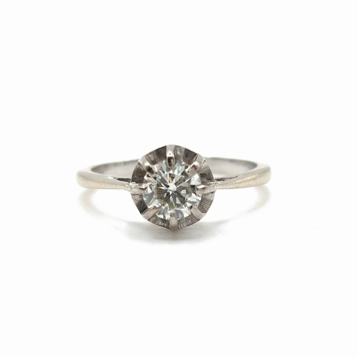Bague diamant des années 1950 - or gris 18k et serti illusion-photo-4