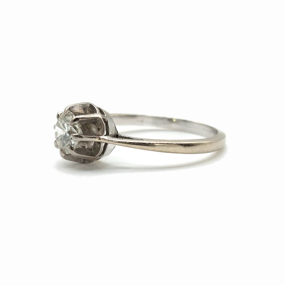 Bague diamant des années 1950 - or gris 18k et serti illusion-photo-1