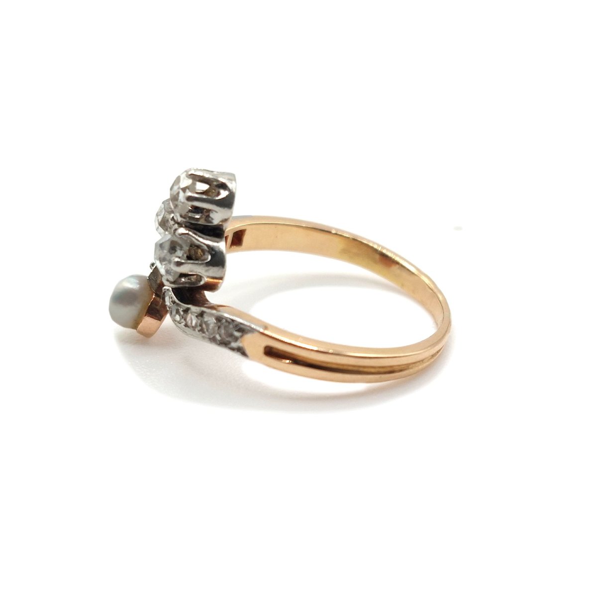 Bague duchesse Belle Époque diamants et perle fine-photo-1