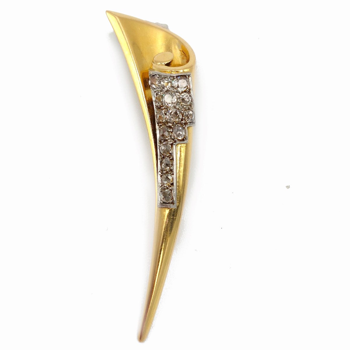 1940s Brooch In A Coiled Leaf Design—18k Gold And Diamonds