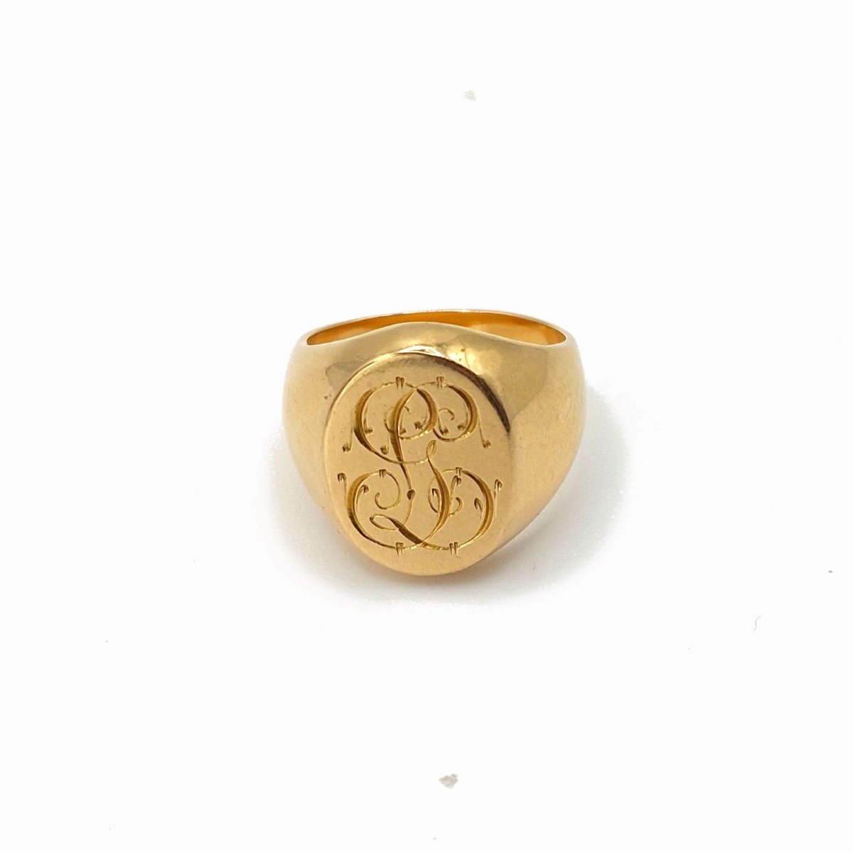 Monogrammed Signet Ring, 18k Yellow Gold-photo-4