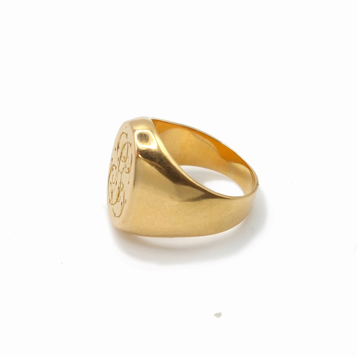 Monogrammed Signet Ring, 18k Yellow Gold-photo-2