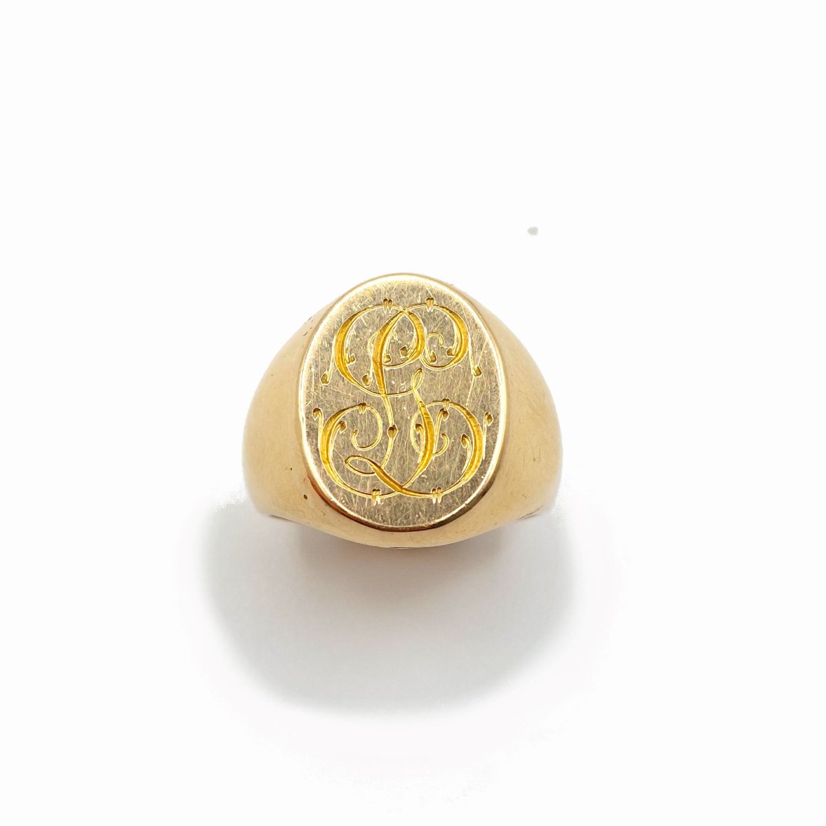 Monogrammed Signet Ring, 18k Yellow Gold