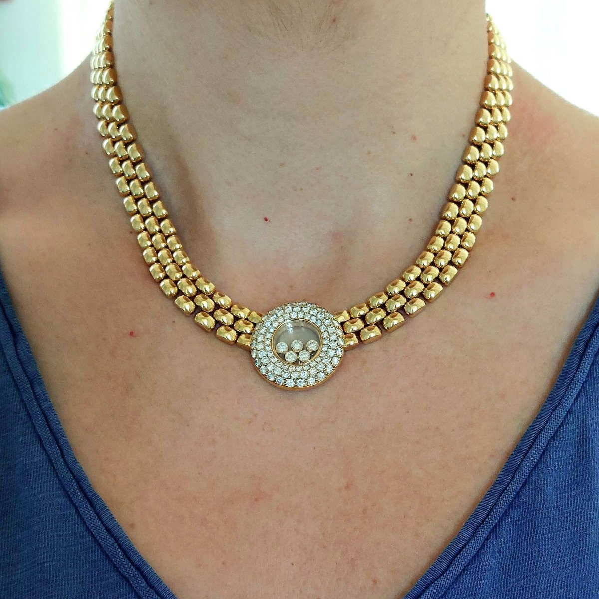 Collier Chopard Happy Diamonds or jaune 18k et diamants-photo-2