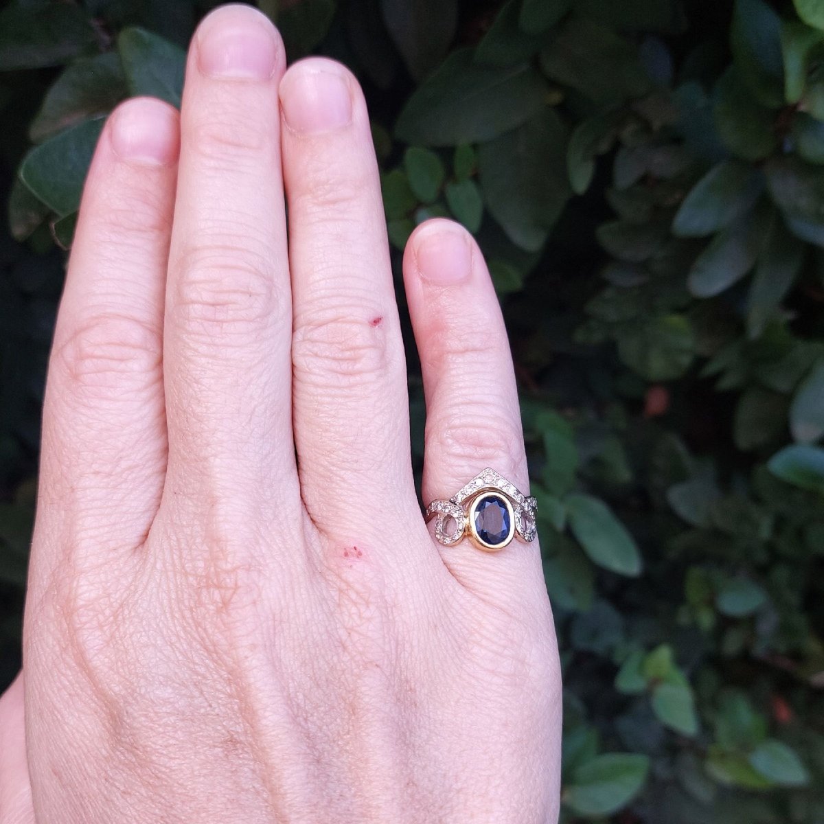 Bague saphir « Diadème » or 18k deux tons et diamants-photo-2