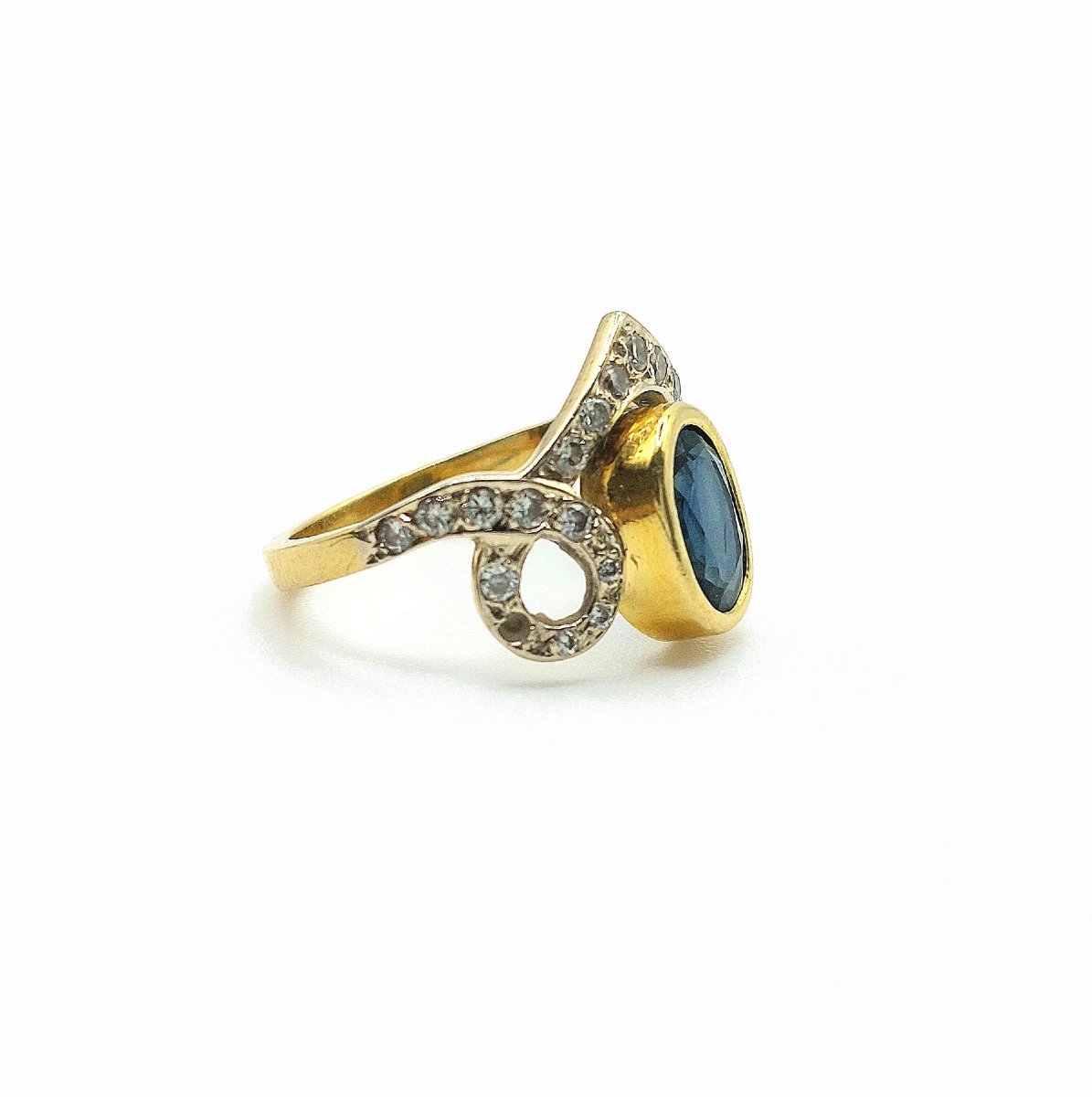 Bague saphir « Diadème » or 18k deux tons et diamants-photo-4