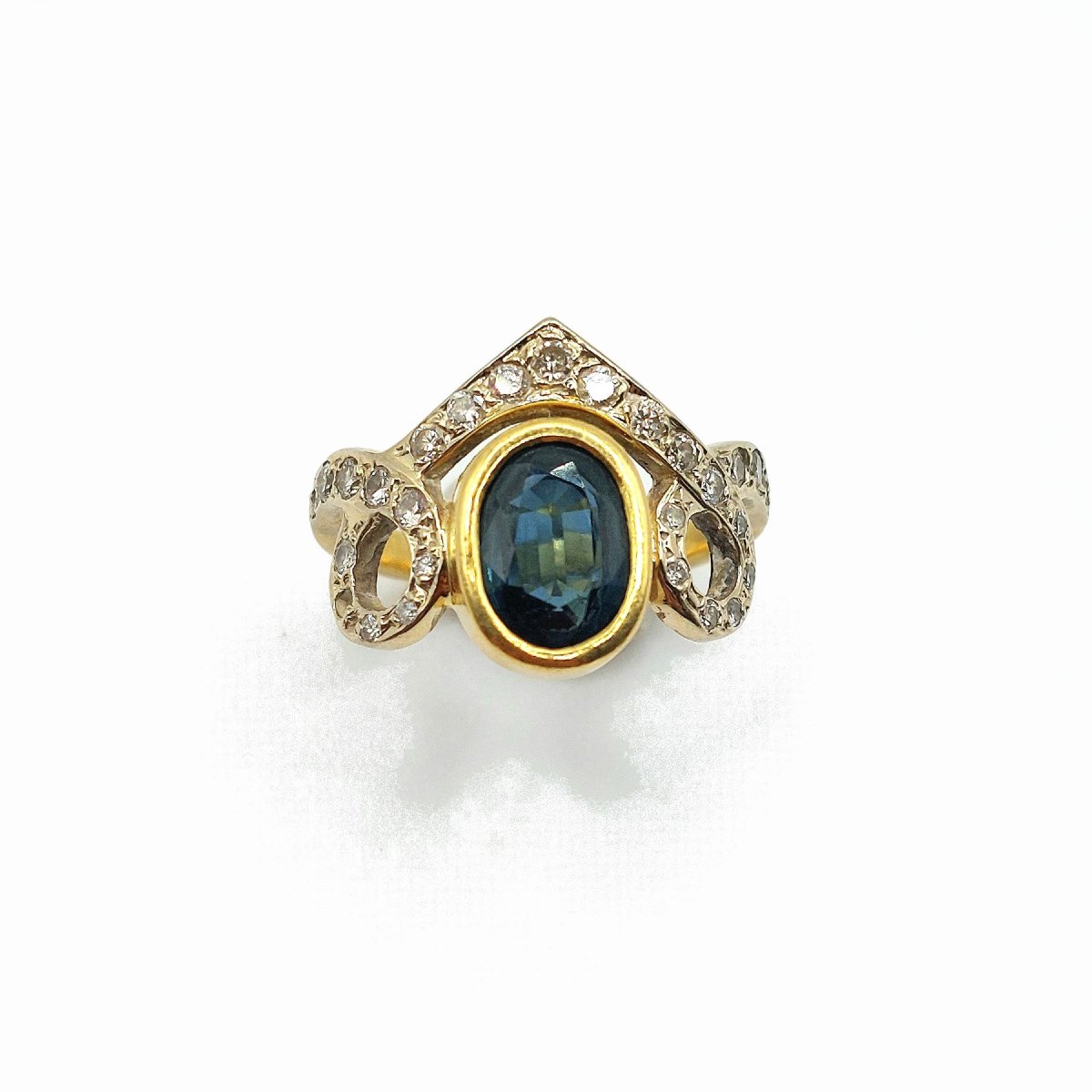 Bague saphir « Diadème » or 18k deux tons et diamants
