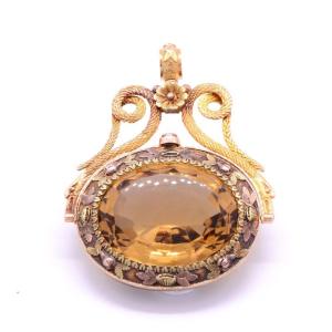 Pendentif citrine « Hélios », Époque Restauration, vers 1819–1838. or 18K