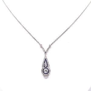 Pendentif Art Déco "Ecliptis", diamants, saphirs et platine