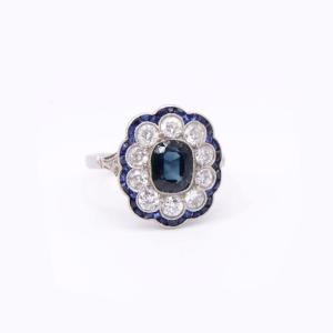 Bague saphir 1920 “Cérulea”, saphirs et diamants