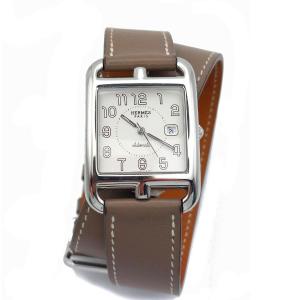 Montre Hermès Cape Cod, Grand Modèle, Automatique, acier et veau Swift