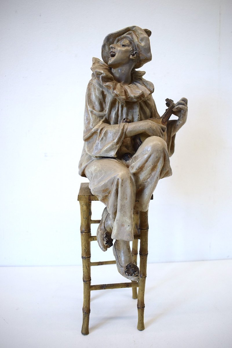Theater Character From The Commedia Dell Arté Italy Metal Painted Vienna Style XIX Ref411-photo-2