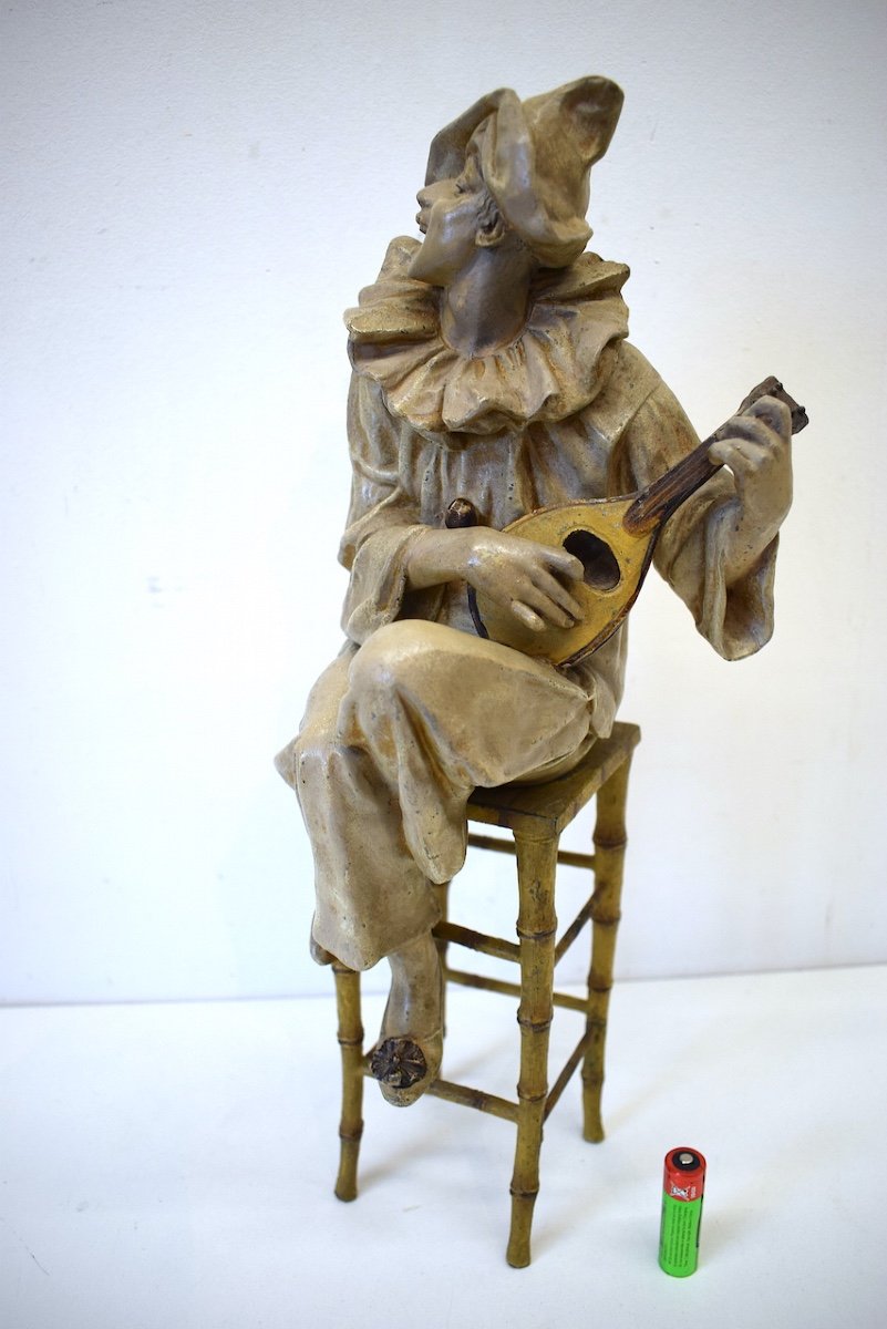 Theater Character From The Commedia Dell Arté Italy Metal Painted Vienna Style XIX Ref411-photo-4
