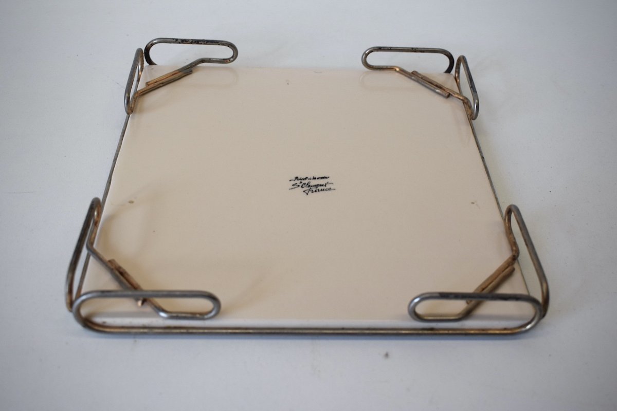 Trivet 1950 Ceramic Saint Clement Horse Racing Duffy Style Horses Ref415-photo-3