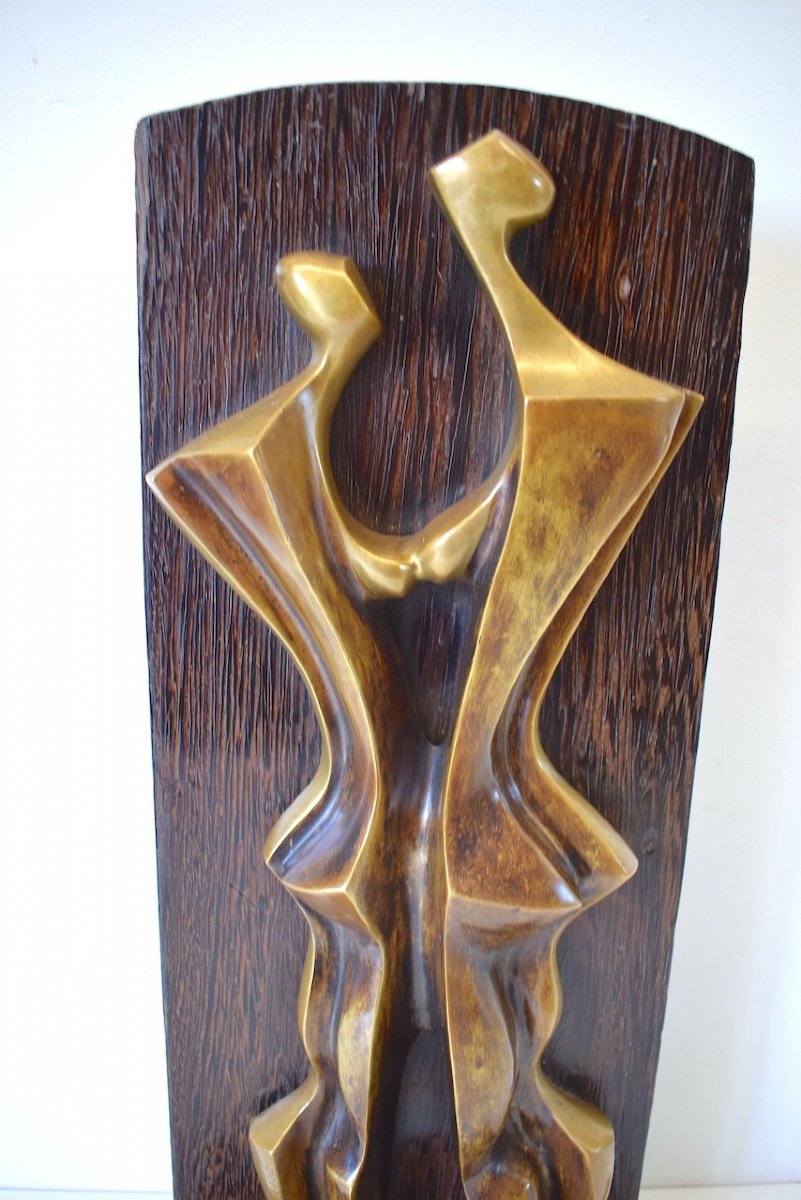 Bronze Art Moderne Abstrait Cubiste Femmes Nues  Ekanga R.D.C Afrique Congo Ref416-photo-4