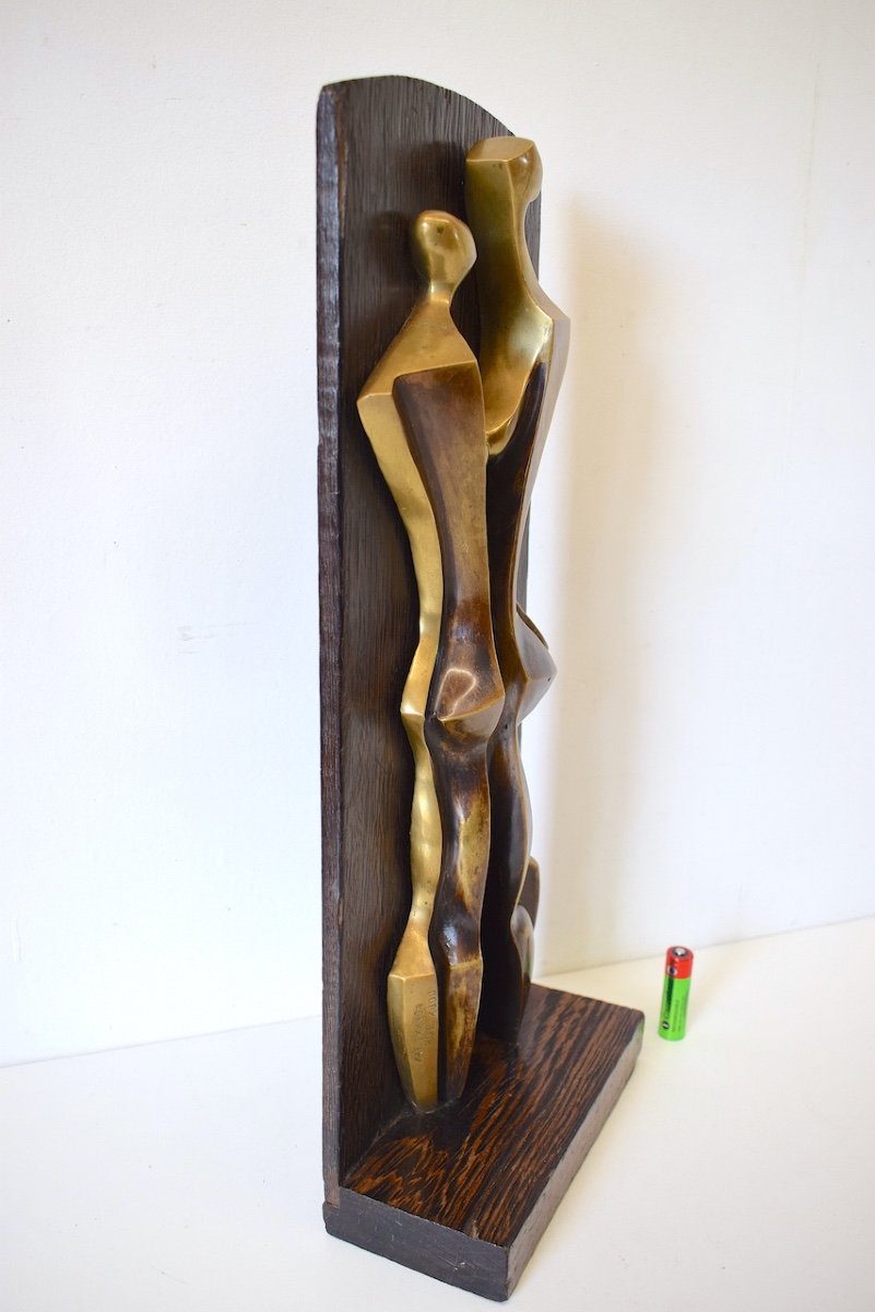 Bronze Art Moderne Abstrait Cubiste Femmes Nues  Ekanga R.D.C Afrique Congo Ref416-photo-2