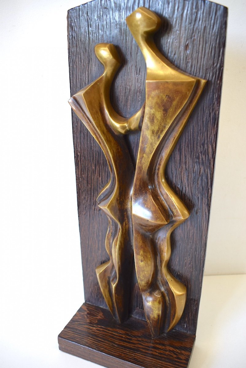 Bronze Art Moderne Abstrait Cubiste Femmes Nues  Ekanga R.D.C Afrique Congo Ref416-photo-7