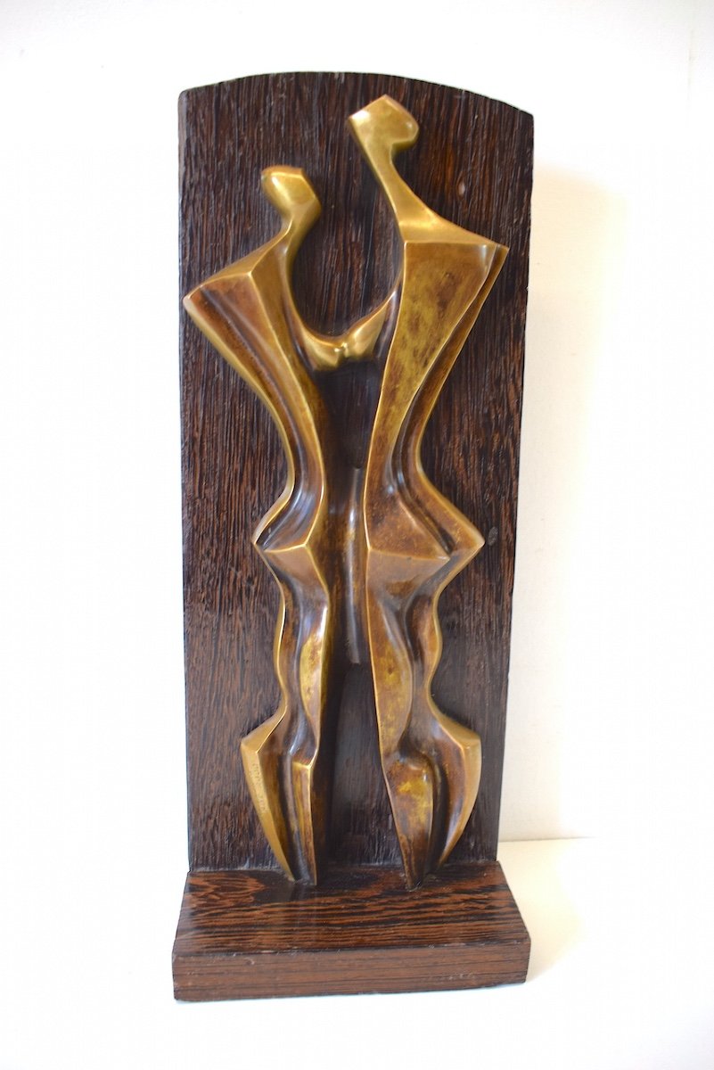 Bronze Art Moderne Abstrait Cubiste Femmes Nues  Ekanga R.D.C Afrique Congo Ref416