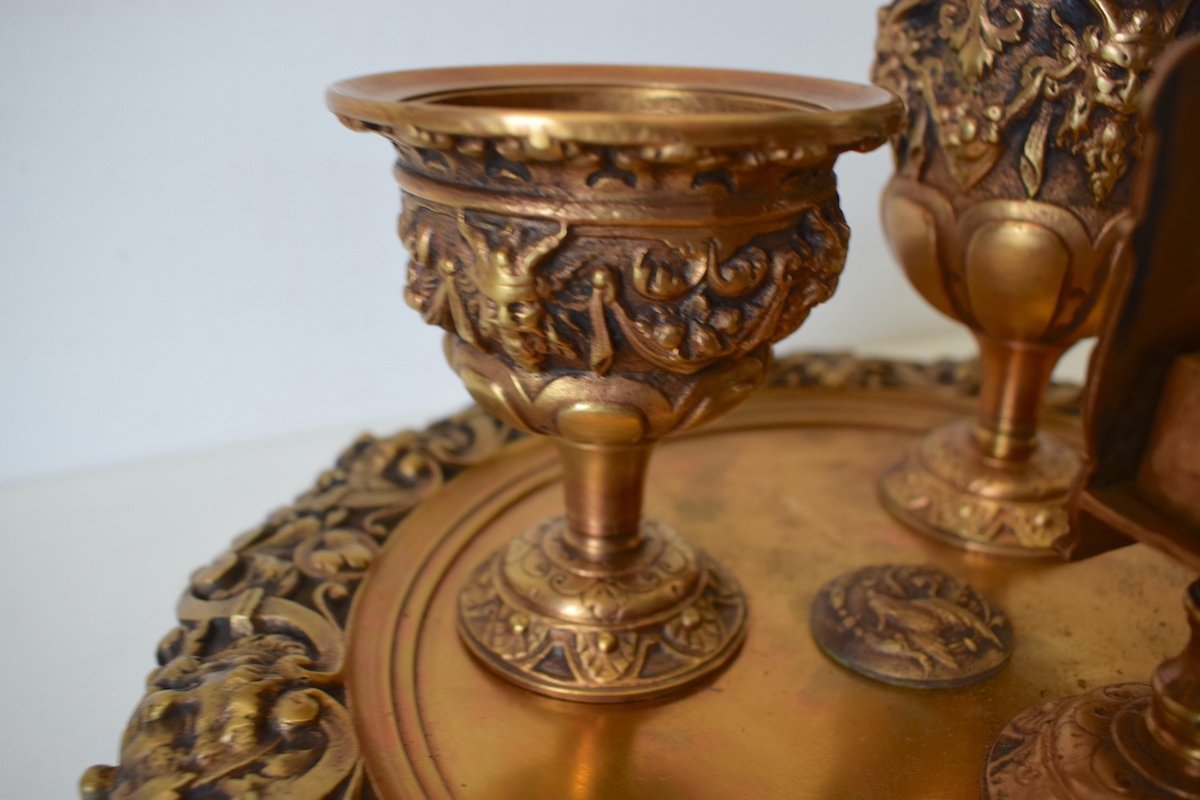 Plateau Service Fumeur Bronze XIX  Mascaron Diable Amour Style Renaissance  Ref421-photo-4