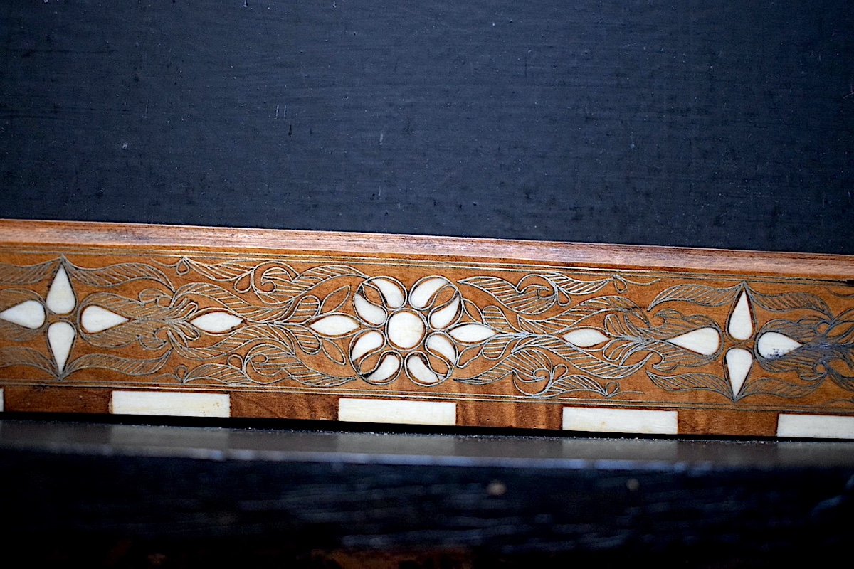 Orientalist Frame Wood Marquetry Bone And Silver Metal Rebate 35 X 29 Cm Frame Ref C1029-photo-4