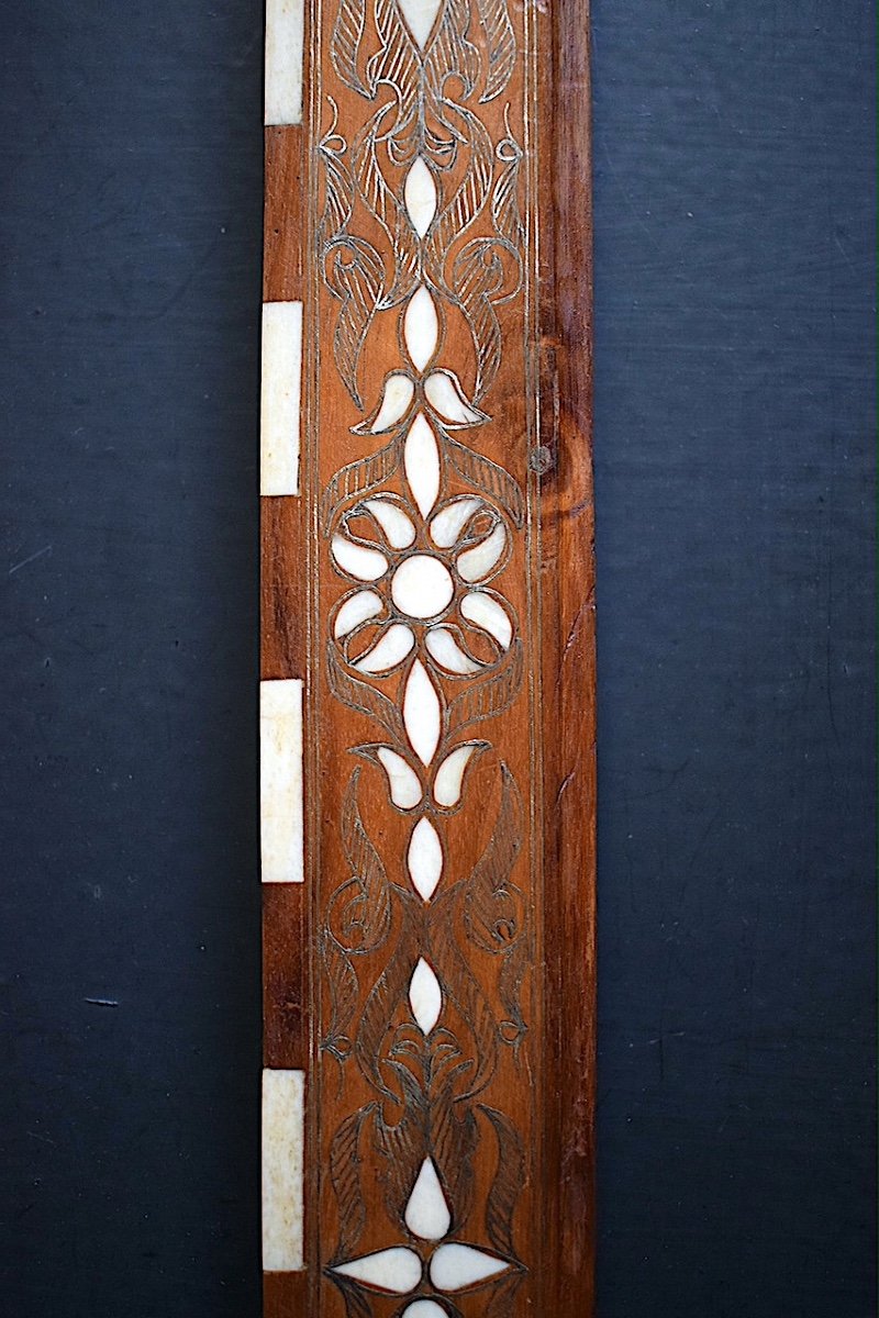 Orientalist Frame Wood Marquetry Bone And Silver Metal Rebate 35 X 29 Cm Frame Ref C1029-photo-6