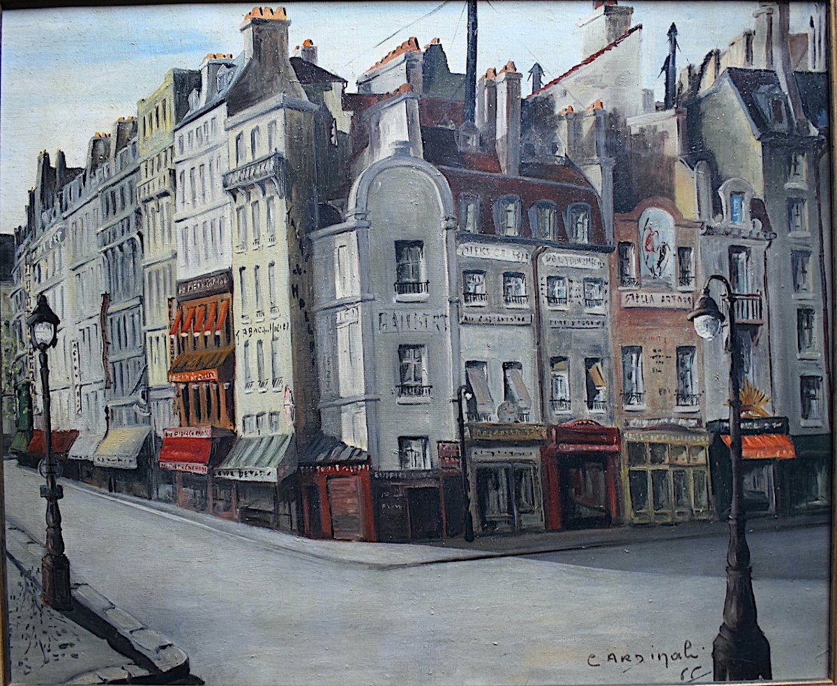 Cardinali Signed Paris Rue De La Coquillère Rue  Du Jour Les Halles Urban Landscape Signed XX Rt663-photo-2