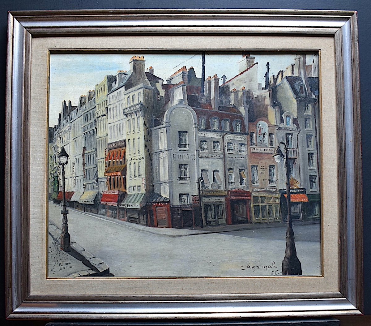 Cardinali Signed Paris Rue De La Coquillère Rue  Du Jour Les Halles Urban Landscape Signed XX Rt663