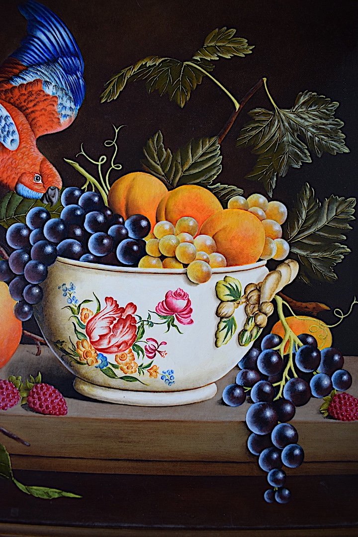 CLAUDE YVES ROBERT nature Morte Fruits Oiseau Perruche de Travies XX RT670-photo-4