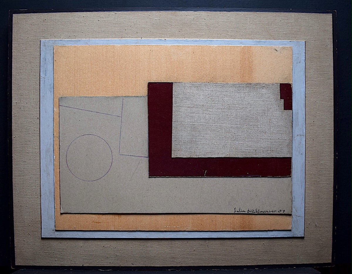 Abstrait Collage Années 1950 1960 Roumanie Russie  Signé JULIA HALAUCESCO XX Rt691