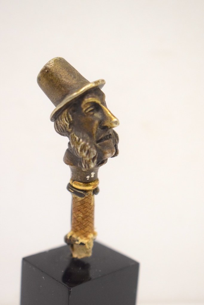 Bronze Anthropomorphic Whip Pommel XIX Cane Horses Ref446-photo-2