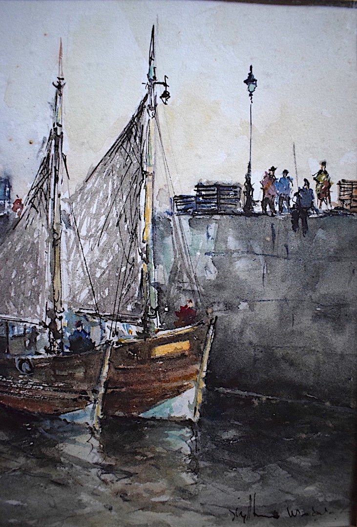 Wrobel Signed Port Honfleur Normandy Watercolor Marine Impressionist XX Rt694-photo-3