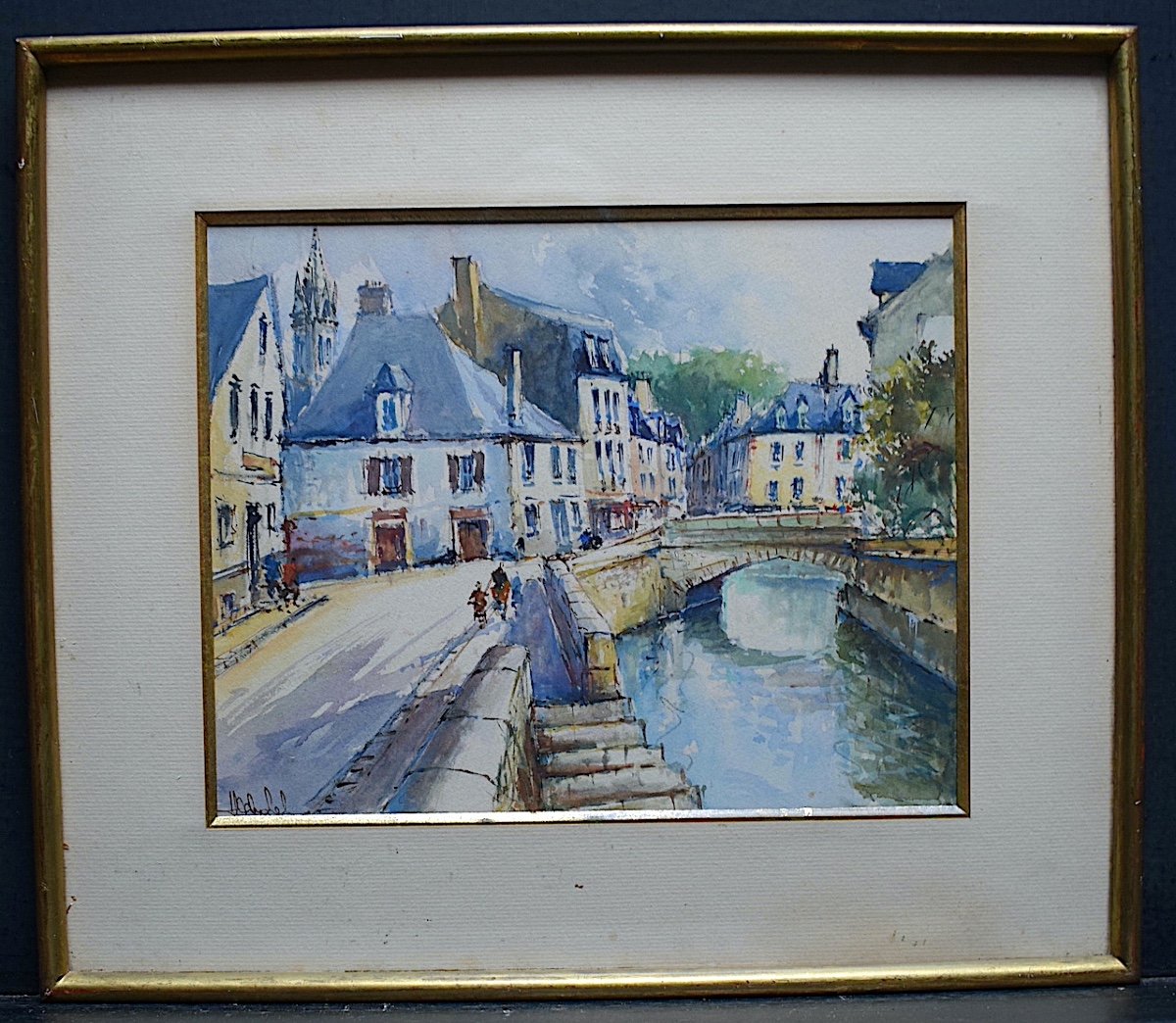 WROBEL signé Honfleur Normandie Aquarelle Marine   Impressionniste XX Rt696