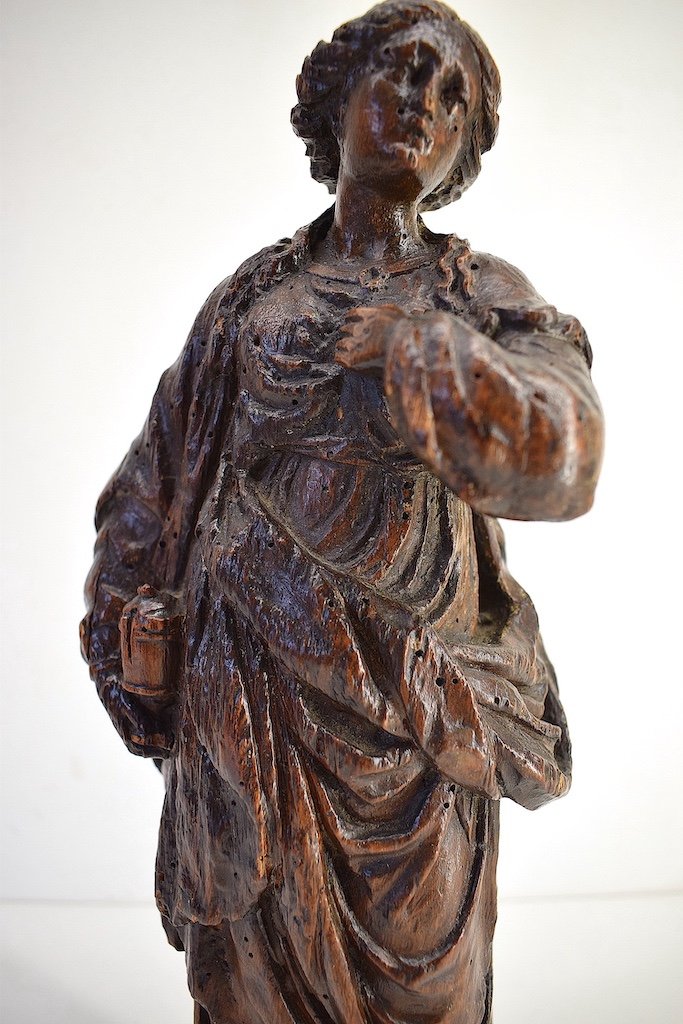 Statue De Femme En Bois Sculpt&eacute; XVII &egrave;me XVIII &egrave;me Si&egrave;cle Ref455-photo-2