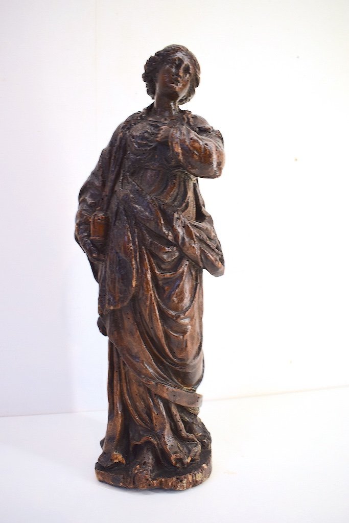 Statue De Femme En Bois Sculpt&eacute; XVII &egrave;me XVIII &egrave;me Si&egrave;cle Ref455-photo-3