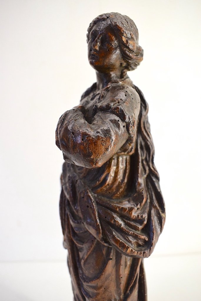 Statue De Femme En Bois Sculpt&eacute; XVII &egrave;me XVIII &egrave;me Si&egrave;cle Ref455-photo-8