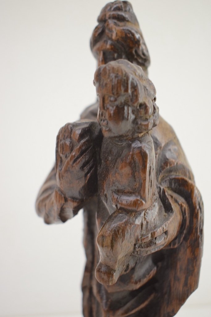 Art Populaire Religieux Vierge &agrave; l'Enfant XVIII &egrave;me Bois Sculpt&eacute;  Ref461-photo-5