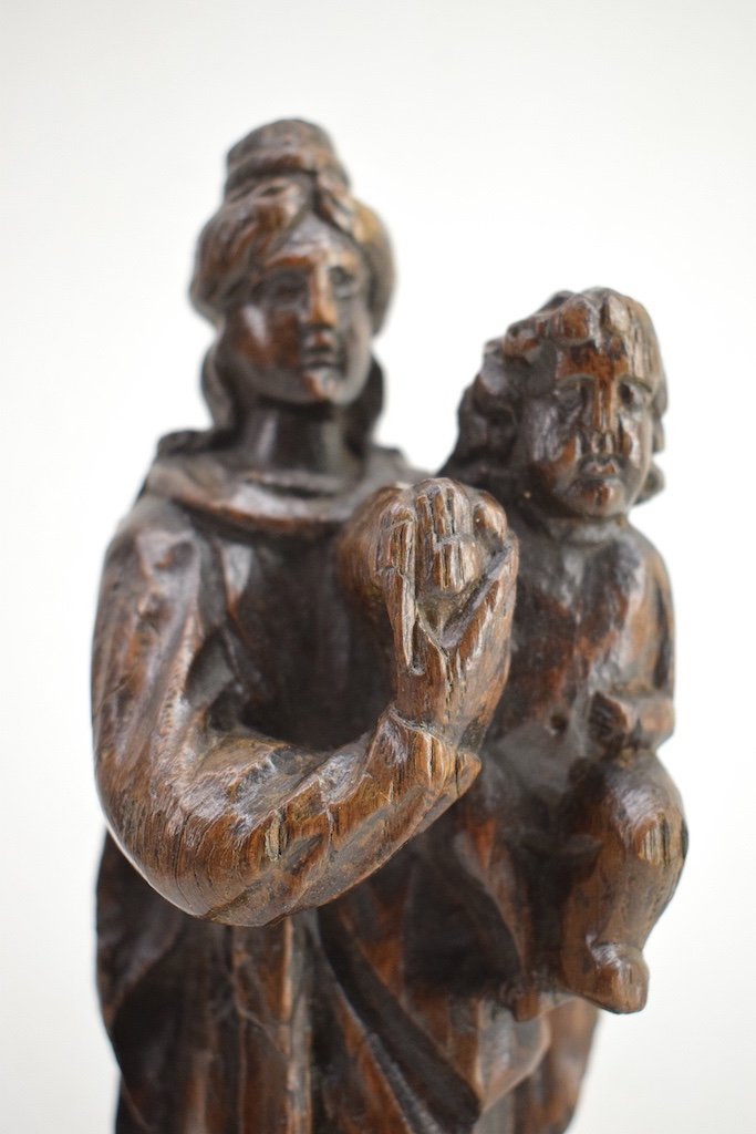 Art Populaire Religieux Vierge &agrave; l'Enfant XVIII &egrave;me Bois Sculpt&eacute;  Ref461-photo-8