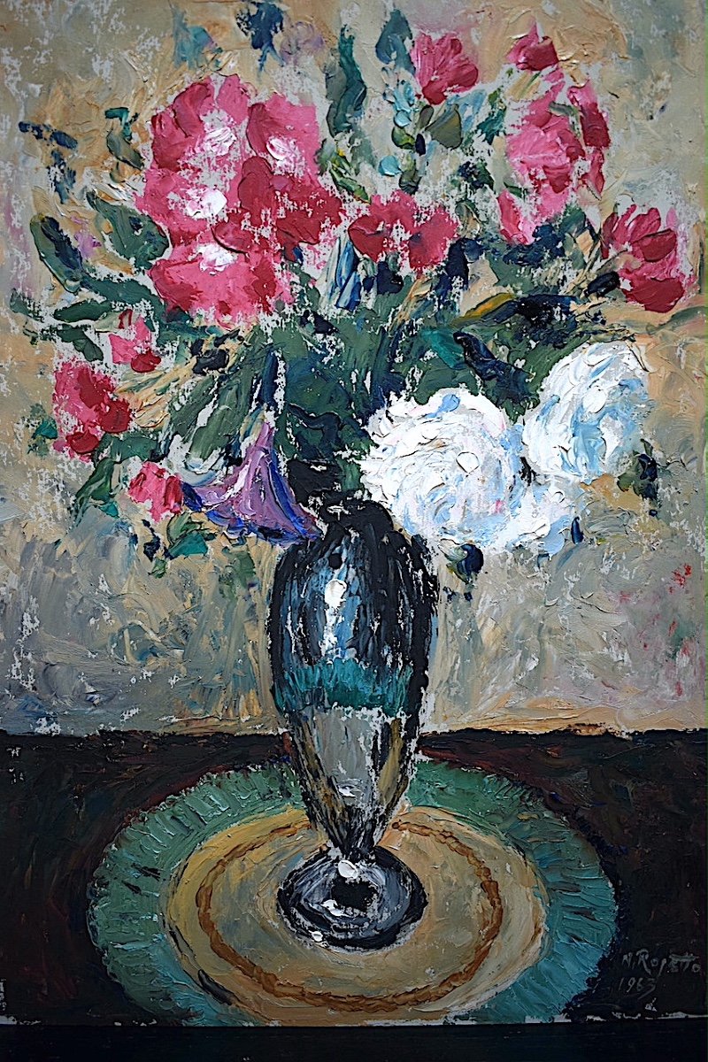 N Rojetto Italy Still Life Bouquet Of Flowers Tulips Peonies Impressionist XX Rt706-photo-3