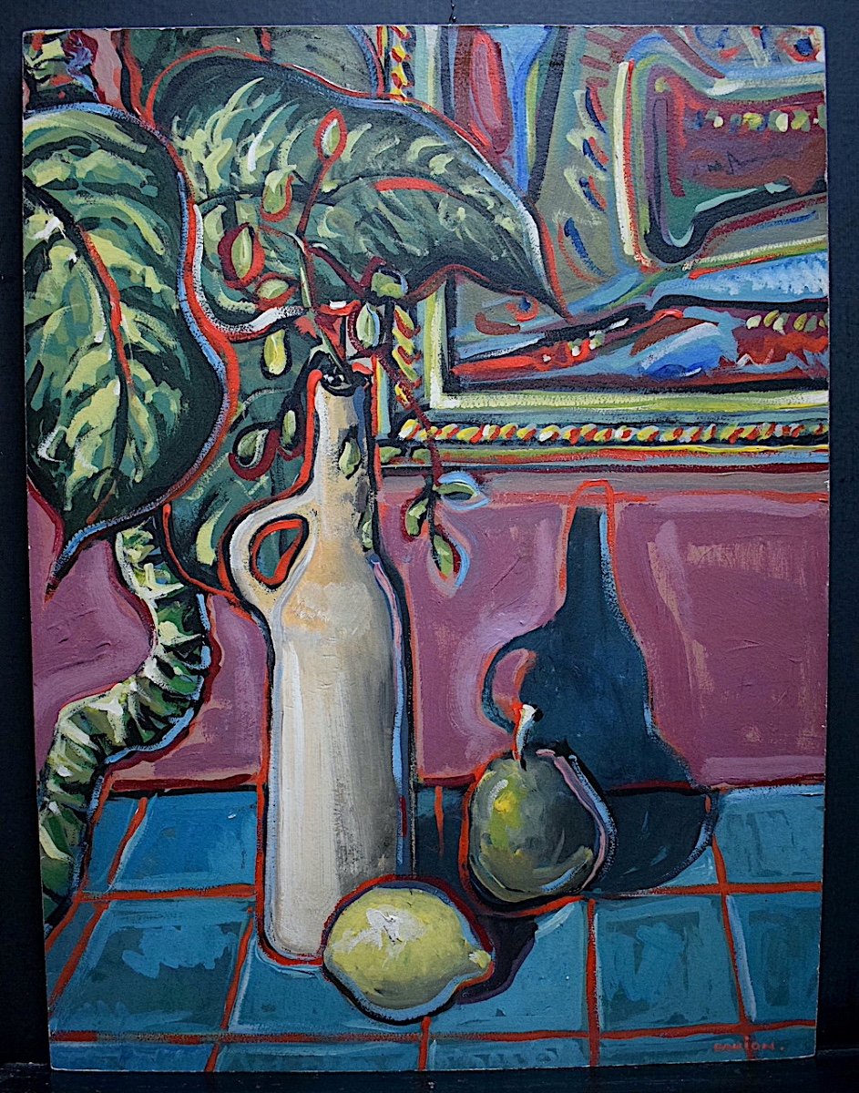 Signé DANION Art Contemporain Nature Morte Fruits  Fleurs  XX RT713-photo-2