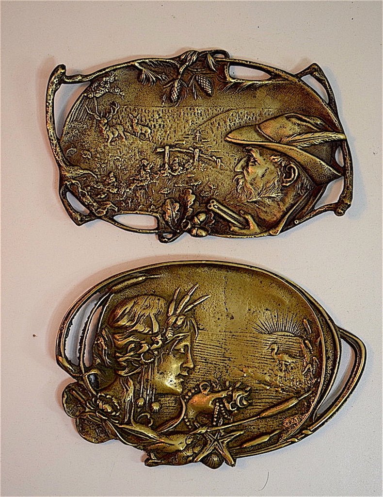 Paire de Petits Vide Poches en Bronze Symboliste  Art Nouveau  1900 Jugendstil Ref470-photo-2