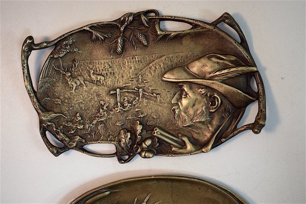 Paire de Petits Vide Poches en Bronze Symboliste  Art Nouveau  1900 Jugendstil Ref470-photo-3