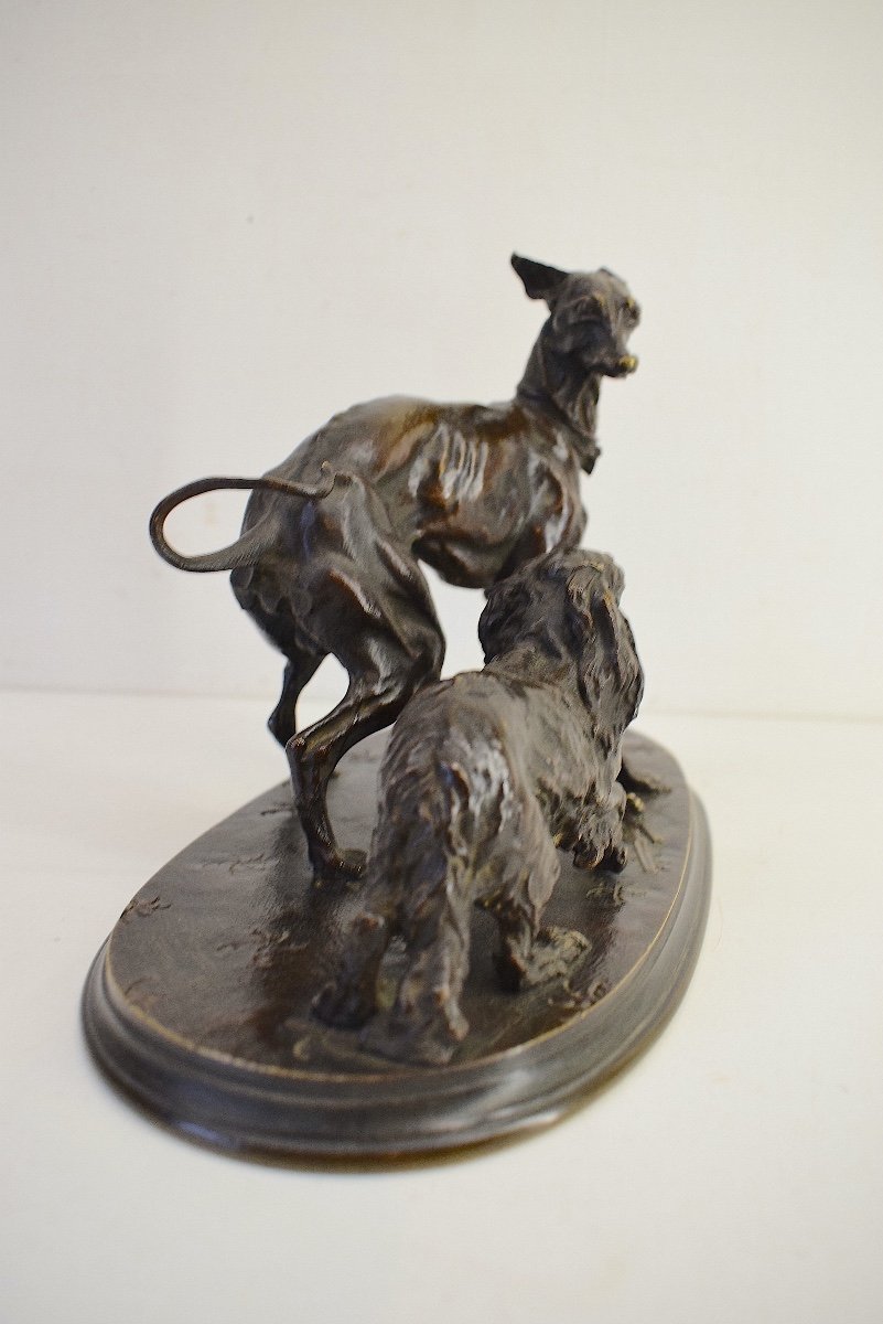 Pierre Jules Mène Group In Bronze Greyhound Dogs King Charles With A Fan XIXth Ref779-photo-6