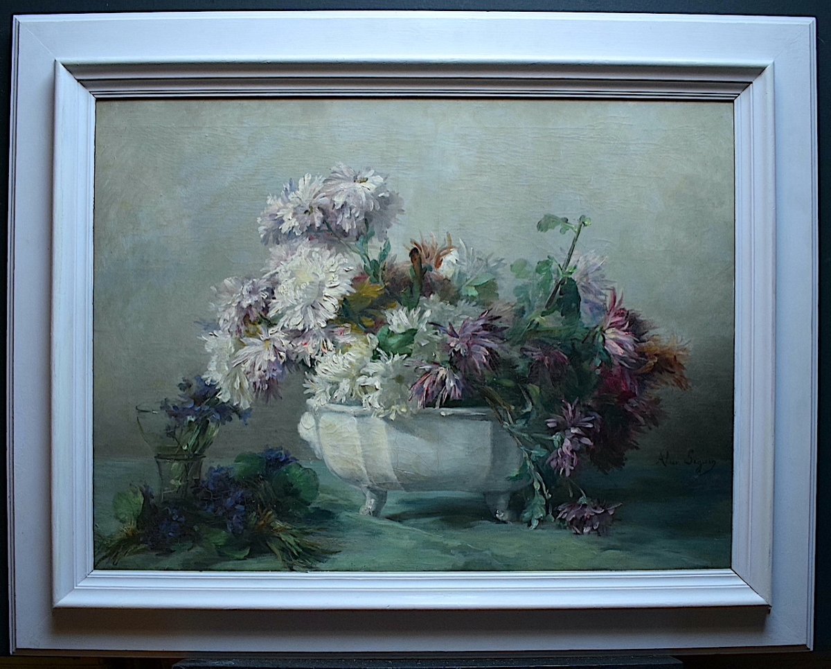 ALICE SEGUIN Signé Nature Morte aux Fleurs  XIX  XX RT719