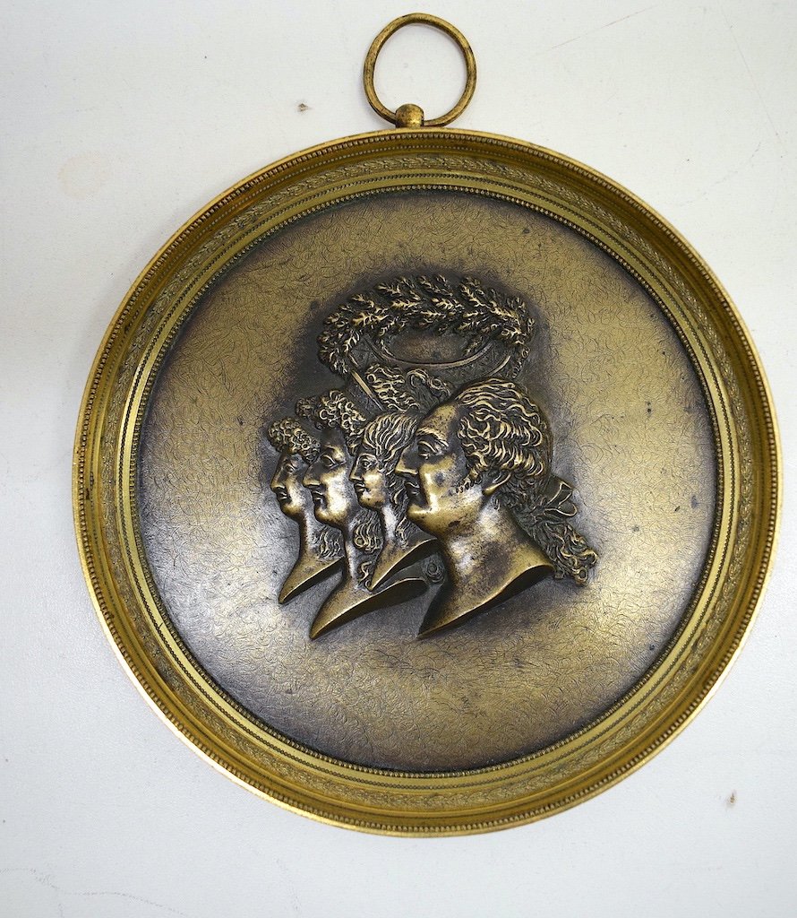 Bronze Medallion Portrait  King Louis XVI And The Royal Family Of France Queen Marie Antoinette Ref488-photo-2