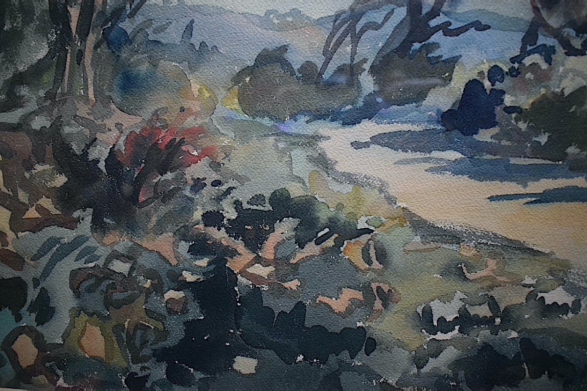 Auguste Clergé Avignon Provence Watercolor Signed 1955 Title: Mistral In November XX Rt731-photo-3