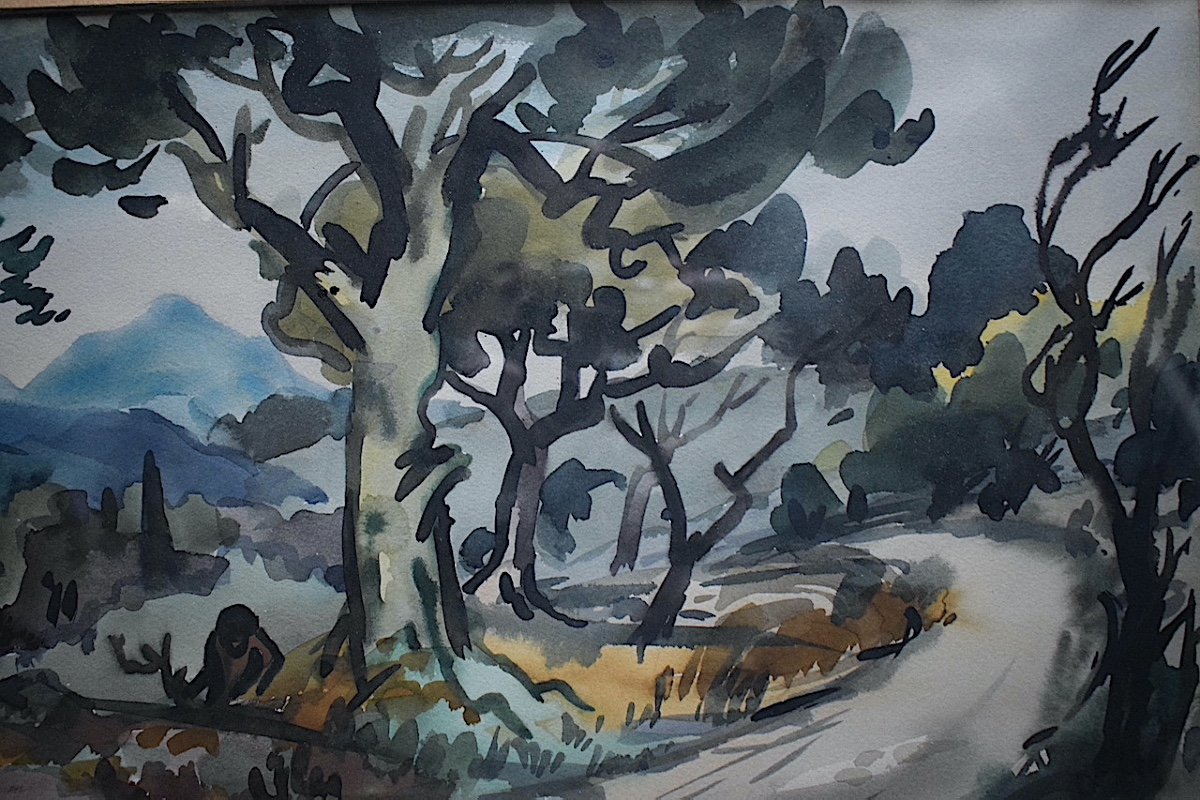 Auguste Clergé Avignon Route De Dève Provence Watercolor Signed 1955 XX Rt732-photo-4