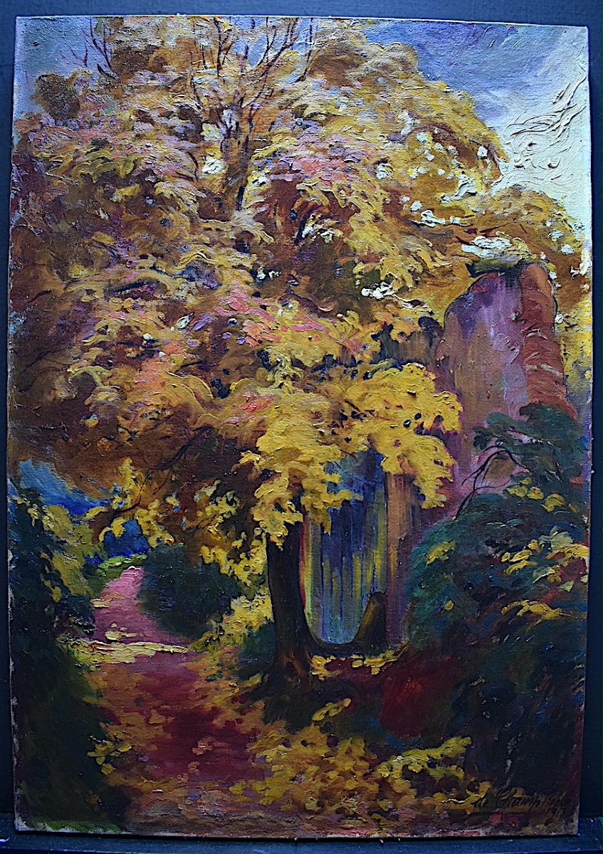 De Champ René Fauve 1917 Undergrowth Forest Autumn Impressionist Signed XX Rt737-photo-5